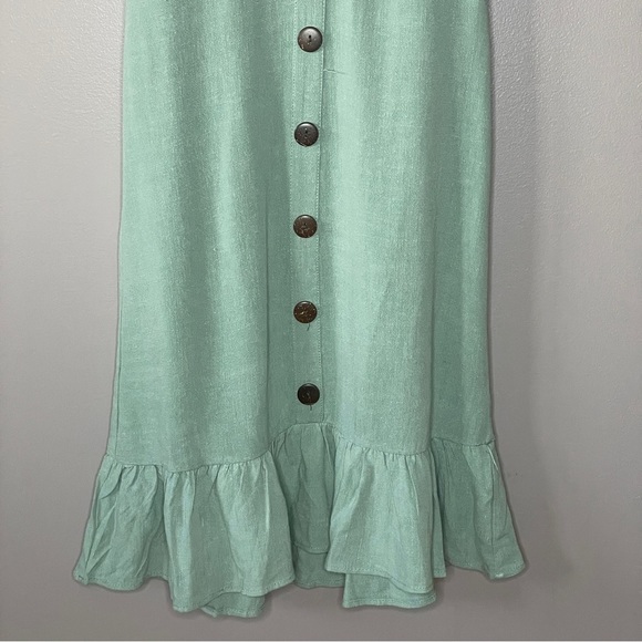 Monteau Sage Green Linen Blend Midi Dress - Picture 4 of 7